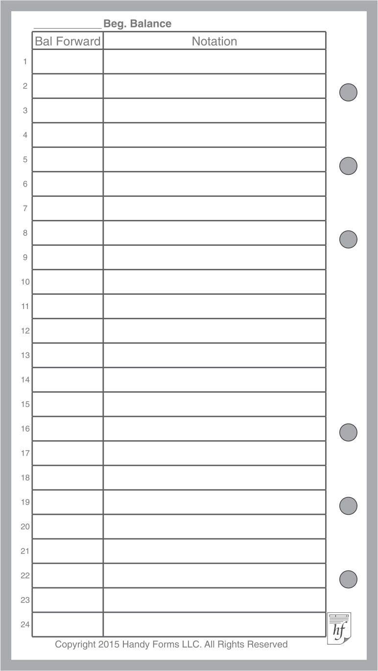 Handy Forms Personal Size Payment/Expense Record and Check Register, Sized and Punched for Filofax Personal Notebook (3.7" x 6.75") - Image 2